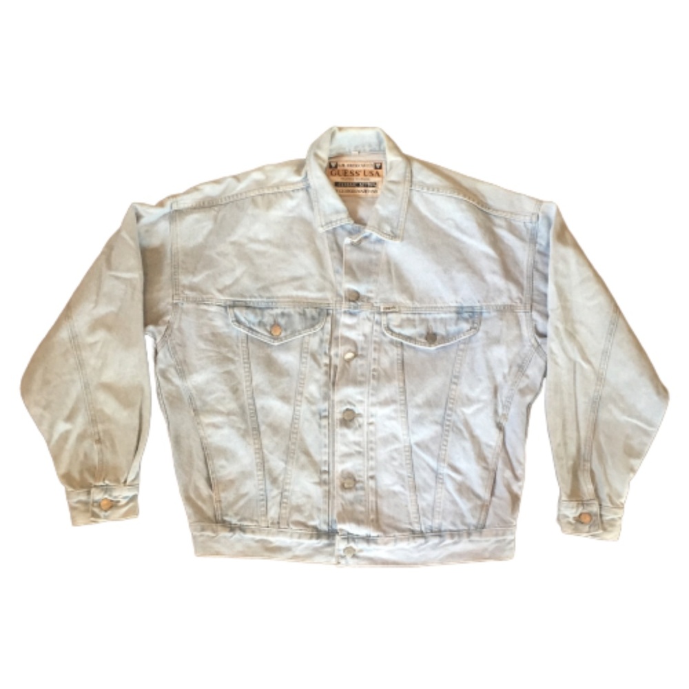 Guess Vintage Lite Wash Denim Jacket Hipster Mens